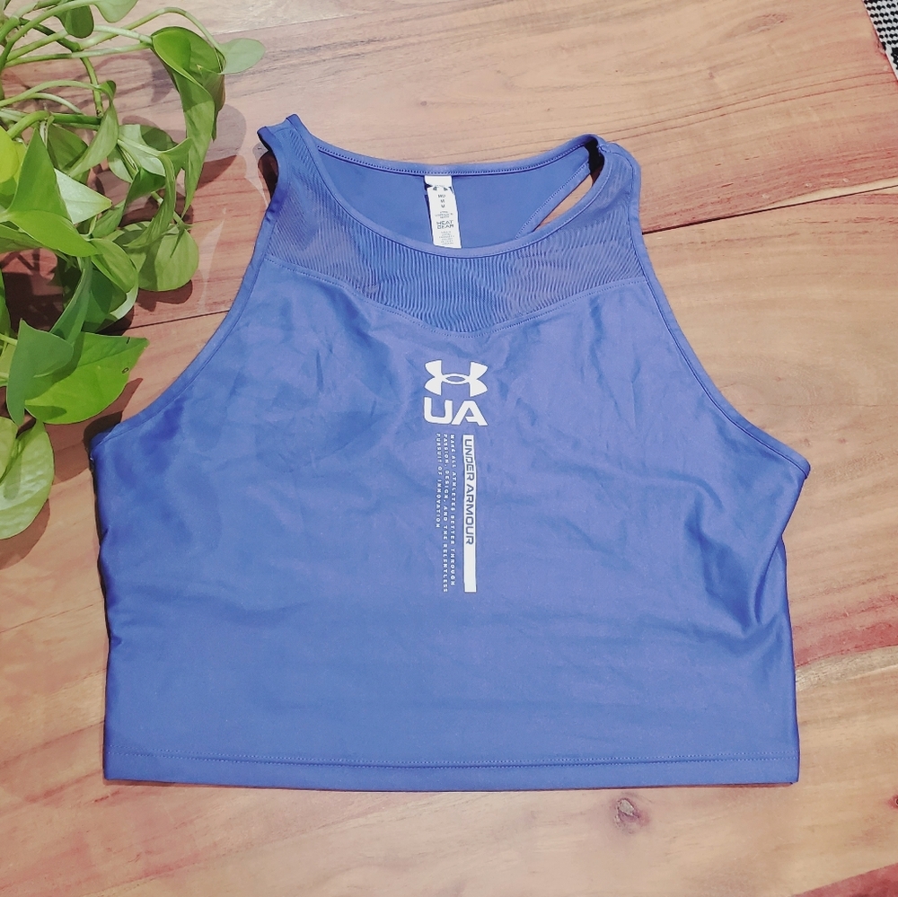 UNDER ARMOUR Periwinkle Iso-Chill Crop Cutout Tank Top